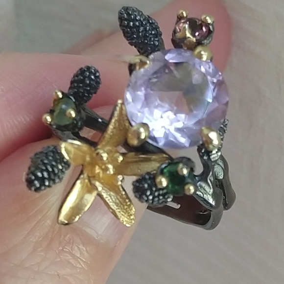 Natural lavender amethyst sterling artistic ring - Picture 3 of 8
